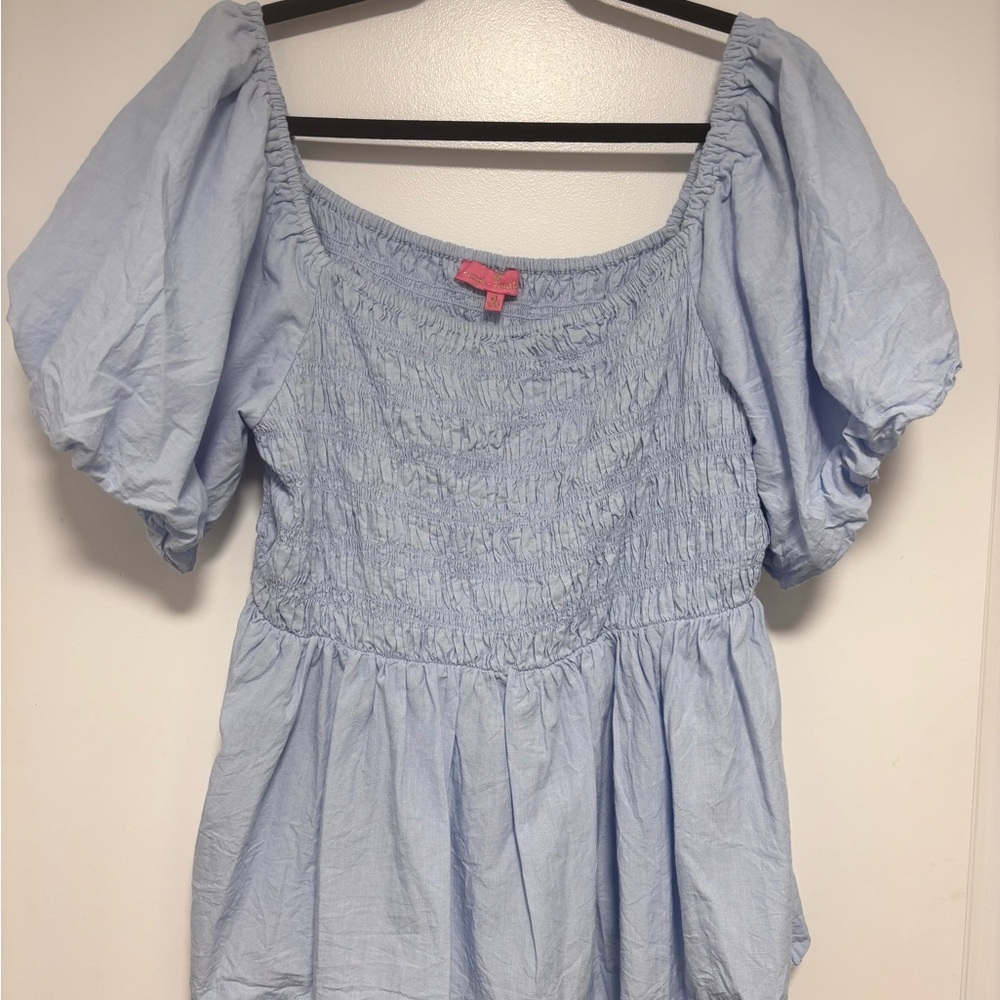 Simply Southern Light Blue Smocked Blouse